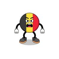 belgium flag cartoon illustration with angry expression vector