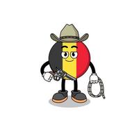 mascota del personaje de la bandera de Bélgica como un vaquero vector