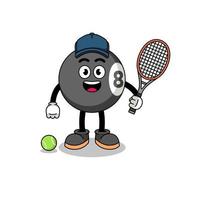 ilustración de bola de billar como jugador de tenis vector