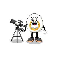 Illustration of boiled egg mascot as an astronomer vector