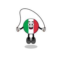 la caricatura de la mascota de la bandera de italia está jugando a saltar la cuerda vector