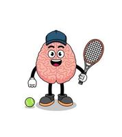 brain illustration as a tennis player vector