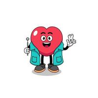 Illustration of love mascot as a dentist vector