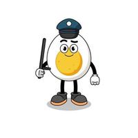 Cartoon Illustration of boiled egg police vector