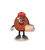 chocolate egg mascot cartoon as an courier vector