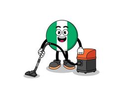 Character mascot of nigeria flag holding vacuum cleaner vector