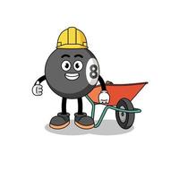 billiard ball cartoon as a contractor vector