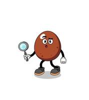 Mascot of chocolate egg searching vector