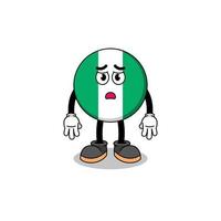 nigeria flag cartoon illustration with sad face vector