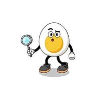 Mascot of boiled egg searching vector