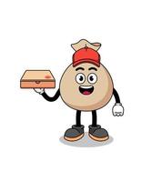 money sack illustration as a pizza deliveryman vector