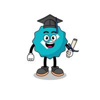 verified sign mascot with graduation pose vector