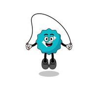 verified sign mascot cartoon is playing skipping rope vector
