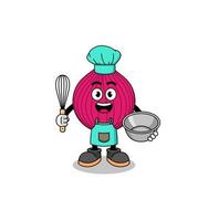 Illustration of onion red as a bakery chef vector