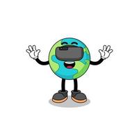 Illustration of earth with a vr headset vector