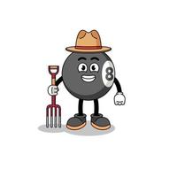 Cartoon mascot of billiard ball farmer vector