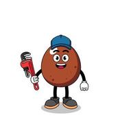 chocolate egg illustration cartoon as a plumber vector