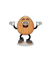 almond cartoon searching with happy gesture vector