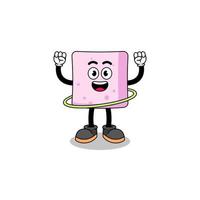 Character Illustration of marshmallow playing hula hoop vector