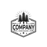 Vintage Retro Rustic Logo Design Hexagon pine tree,fir,smart vector