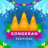 gradient songkran illustration greeting design vector