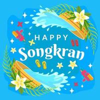 flat Songkran illustration greeting card vector