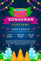 plantilla de diseño de cartel vertical de ilustración de festival de songkran vector