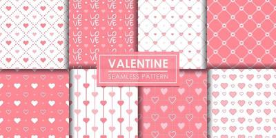 Valentine hearts seamless pattern set, Decorative wallpaper. vector