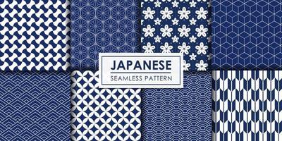 colección japonesa de patrones sin fisuras, papel pintado decorativo. vector