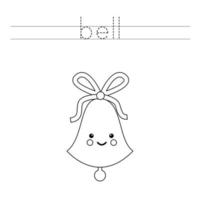 Trace the letters and color cute bell. Handwriting practice for kids. vector