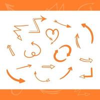 Vector set of infographics of arrow elements of different shapes drawn by hand