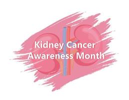 Kidney cancer awareness month in March. Pyelonephritis, diseases and kidney stones, cystitis vector. vector