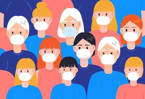 coronavirus en el mundo. Situación de pandemia de 2019-ncov, personas con mascarilla médica blanca. vector de concepto de cuarentena de coronavirus