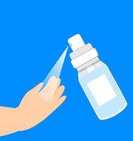 Hand sanitizer application vector. Personal hygiene dispenser, infection control symbol. Antivirus protection illustration. Gel is dropping vector