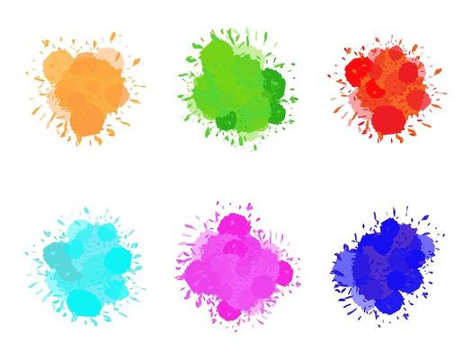 Ink splashes set vector. Bright watercolor spots isolated