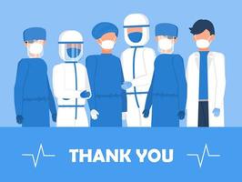 Thank you doctors and nurses working in the hospitals. Intensive care unit clinic with air oxygen sensor is shown on the background. Thanks to doctors for fighting coronavirus. vector