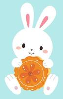 Rabbit Holding Moon Cake vector