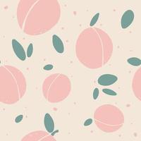 Peach silhouettes flat vector seamless pattern. Food abstract drawing shapes on beige background. Creative print, wallpaper, trendy home decor design element