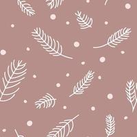 Seamless winter pattern with fir branches and snowflakes. Vector illustration.