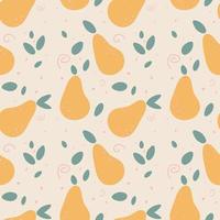 Pear silhouettes flat vector seamless pattern. Food abstract drawing shapes on beige background. Creative print, wallpaper, trendy home decor design element