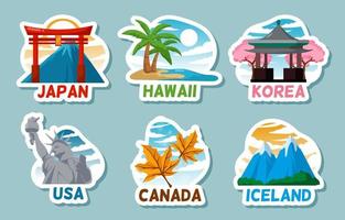 Travel Country Sticker Set vector