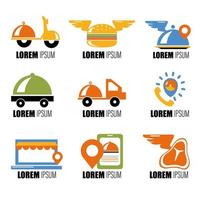 conjunto de logotipos de entrega de alimentos vector
