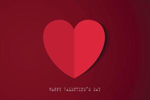 Happy Valentines day, Red Heart from paper. Very Good Holiday Card. Illustrator vector