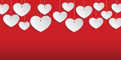 Heart shape on paper craft On Red background in valentine day. Illustrator vector