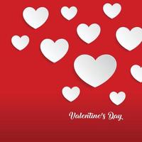 Heart shape on paper craft On Red background in valentine day. Illustrator