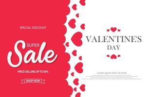 Valentine's day super sale with hearts background. Illustrator Vector