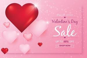 Valentines day sale background with heart. Vector illustration. Wallpaper, flyers, invitation, posters, brochure, banners.