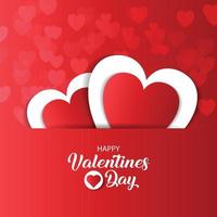 Happy Valentine's day With paper heart on red background. Illustrator vector