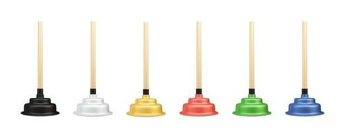 Plunger realistic 3d vector icon illustration with different colors