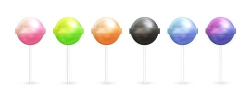 Lollipop candy realistic 3d vector icon illustration with different colors